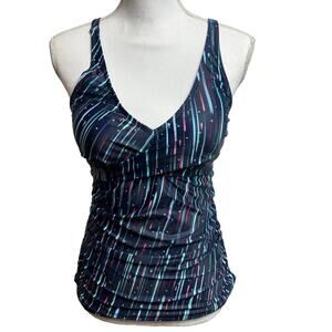 Yonique Blue Pink Star Swimming Tankini Adjustable Strap Size Small Brand New